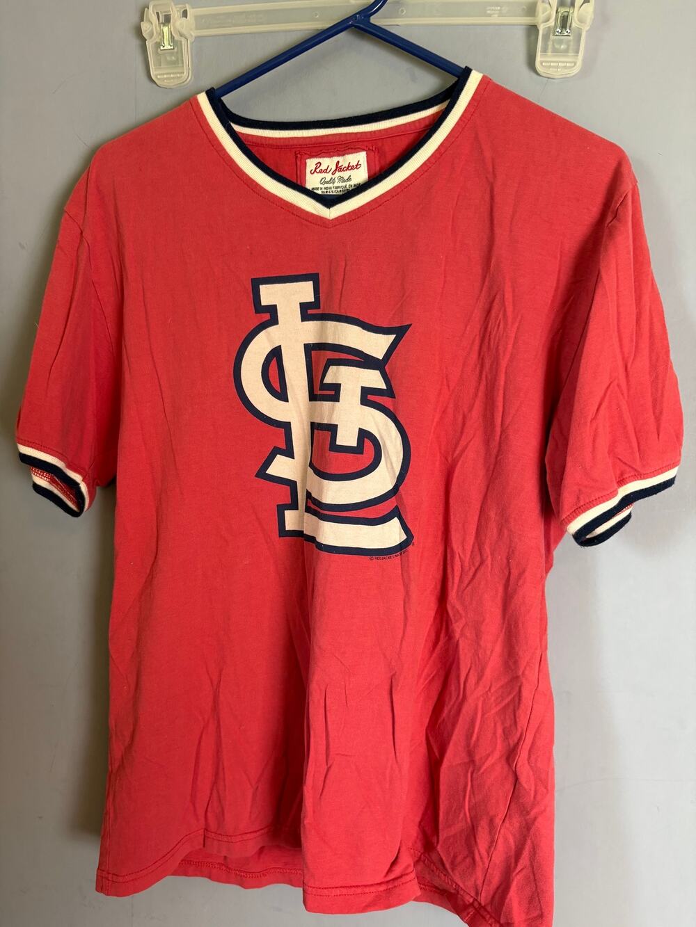 Red Jacket St. Louis Cardinals Red Machine vintage Womens tee